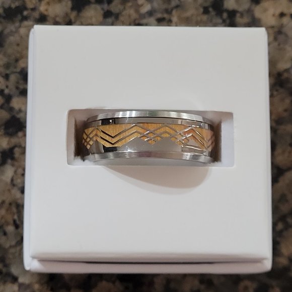 Bomb Party Other - Bomb Party RBP3657 Titanium & Blonde Wood "The Adventurer" Mens Ring Sz 12